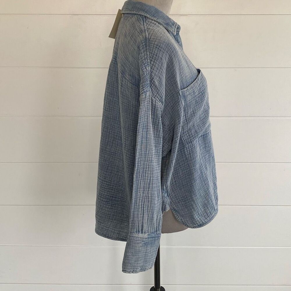 MAGASCHONI 100% Organic Cotton Gauze Long Sleeve Button Down Shirt Sz XS/001 - Picture 4 of 11